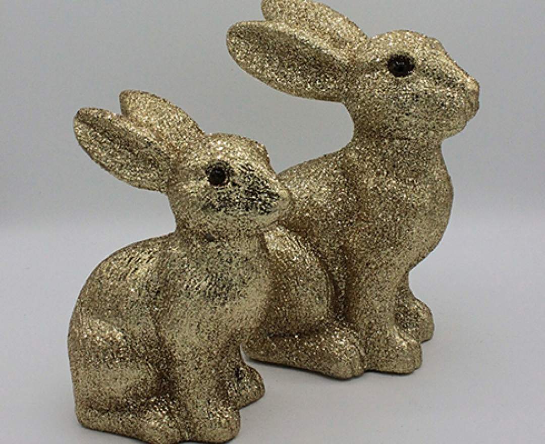 1st Tannendiele Osterhase, Glitzer gold (2 Größen)