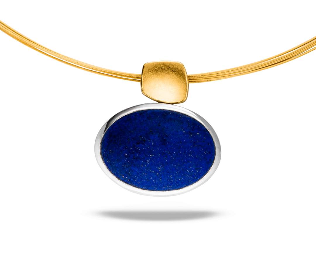 Goldschmiede TRAPEZ - Birgit Johannsen Halsschmuck mit Lapislazuli, Silber und 22kt Gold