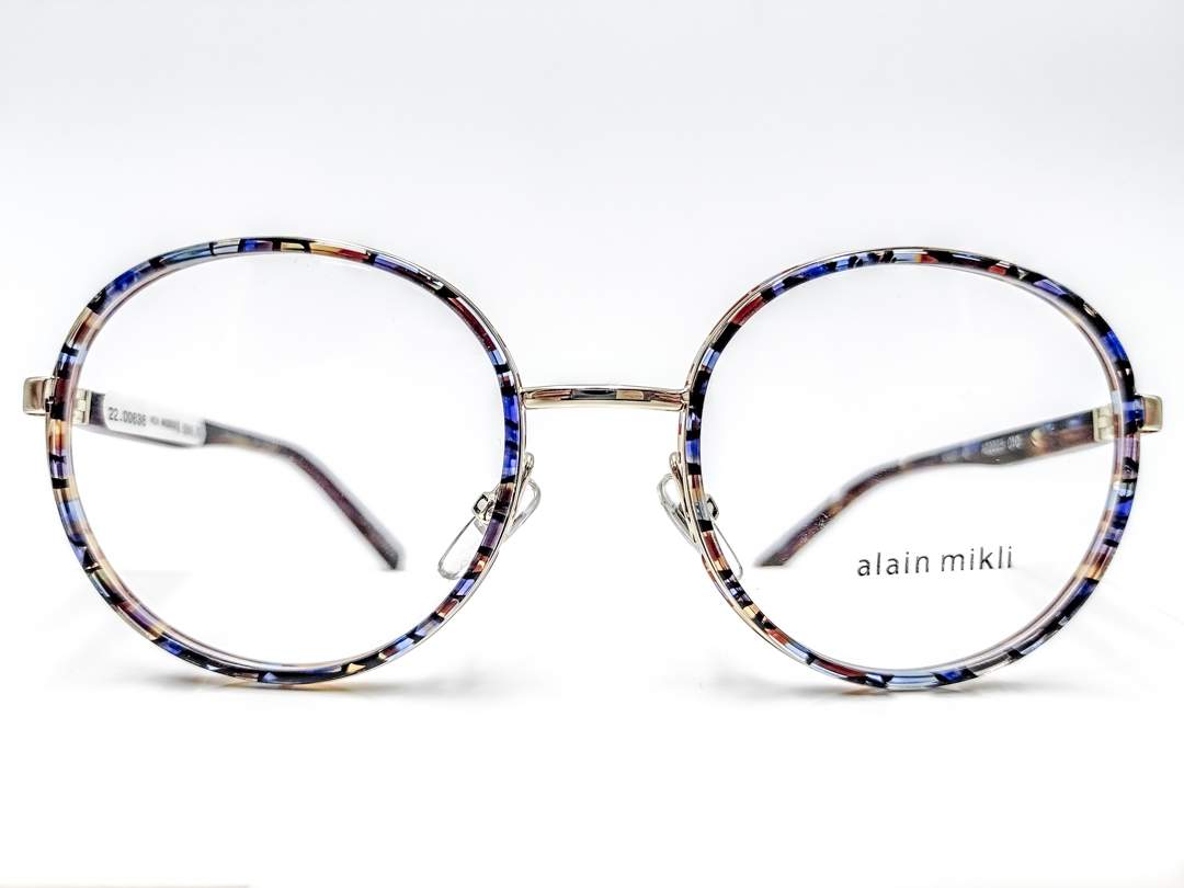 Alain Mikli Trendige Metallbrille mit mehrfarbigem Kunstoffinnenring