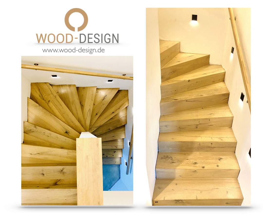 WOOD-DESIGN Treppenbelag für Stahlbeton-Treppen in Blockstufen-Optik aus Eiche