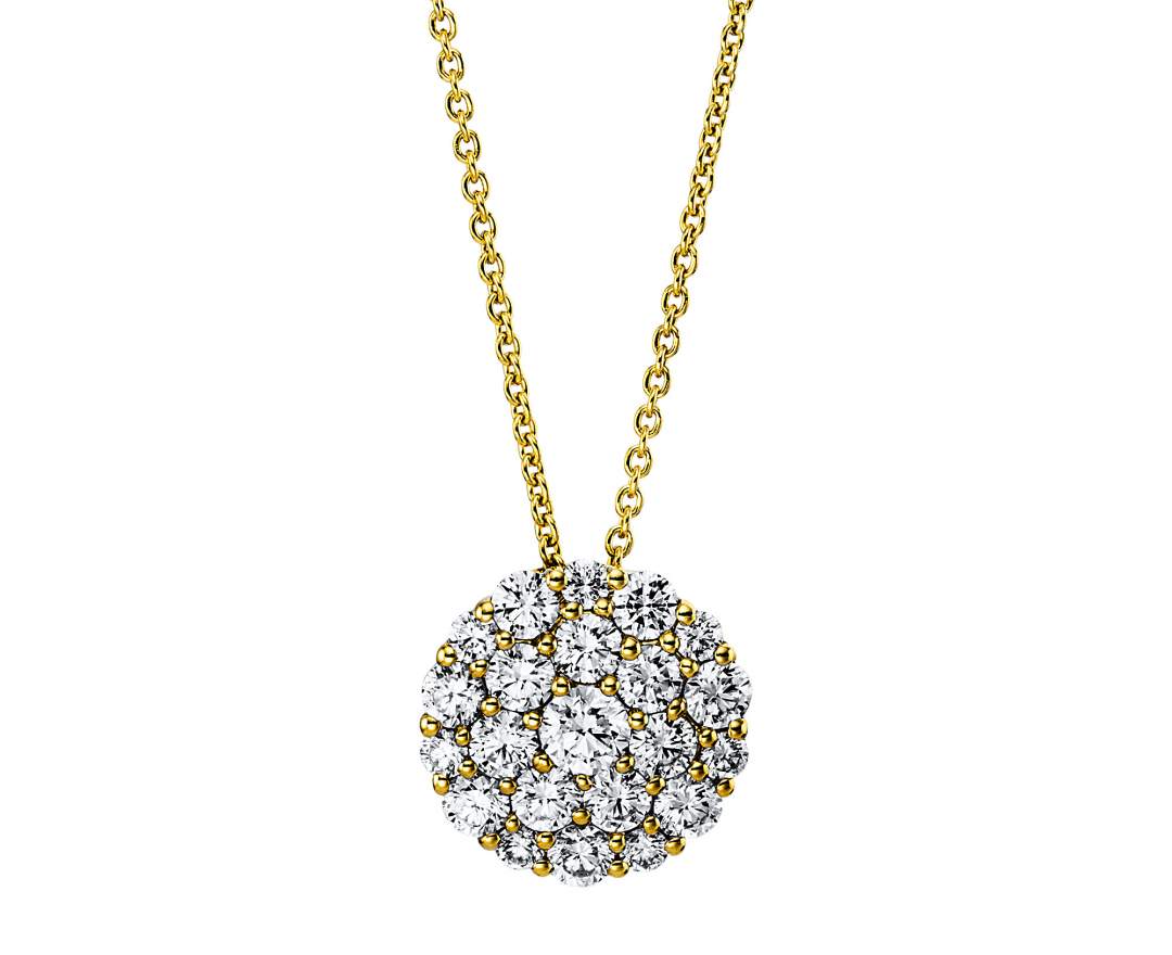 Linschmann - 750/- Gelbgold Collier mit 22 Brillanten TW-vsi/si gesamt 1,19 ct. Rund 41cm länge