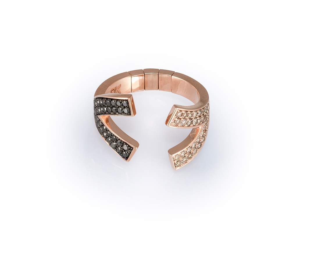 YORK Jewellery Y-Flex Ring Champagne & Black Diamond