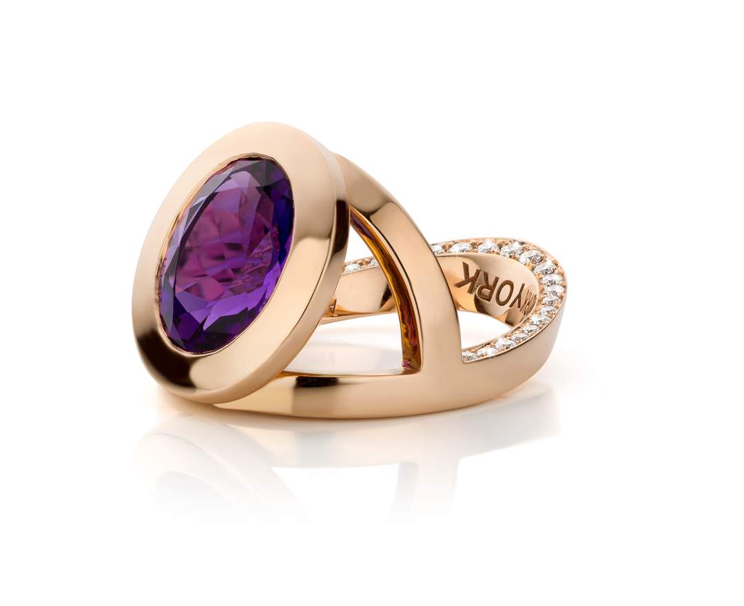 YORK Jewellery Y-Ring Princess Amethyst & Diamond