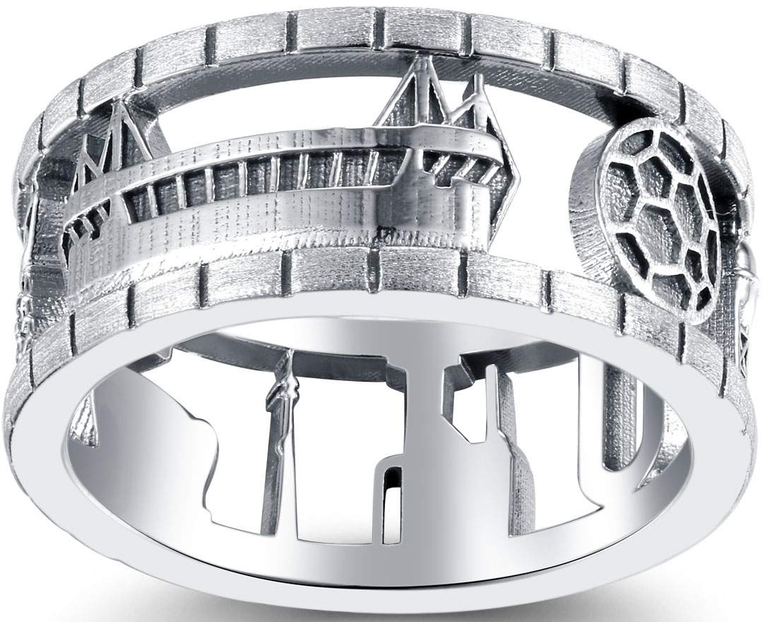 Goldschmiede Willeke EM Sonderedition - 3D Dortmund Ring, plastisch ausgearbeiteter 925/Sterlingsilber Ring