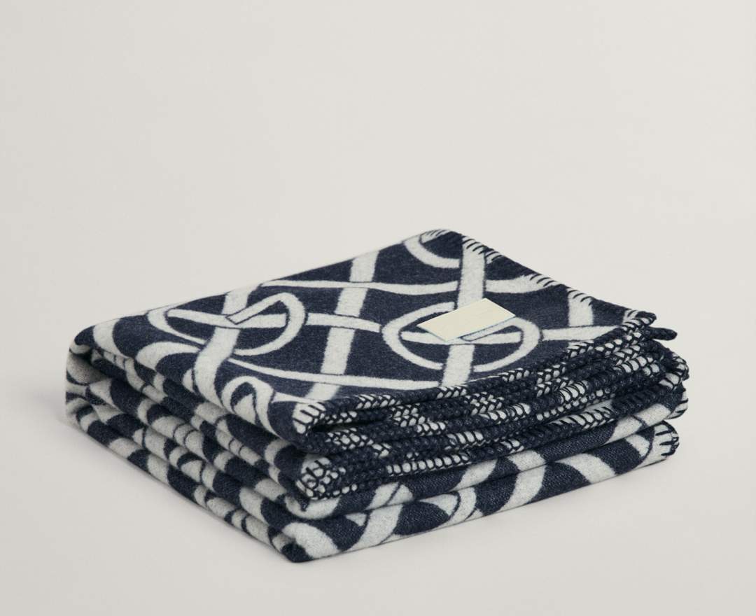 GANT HOME - Plaid / Decke aus reiner Wolle 'Monogram'