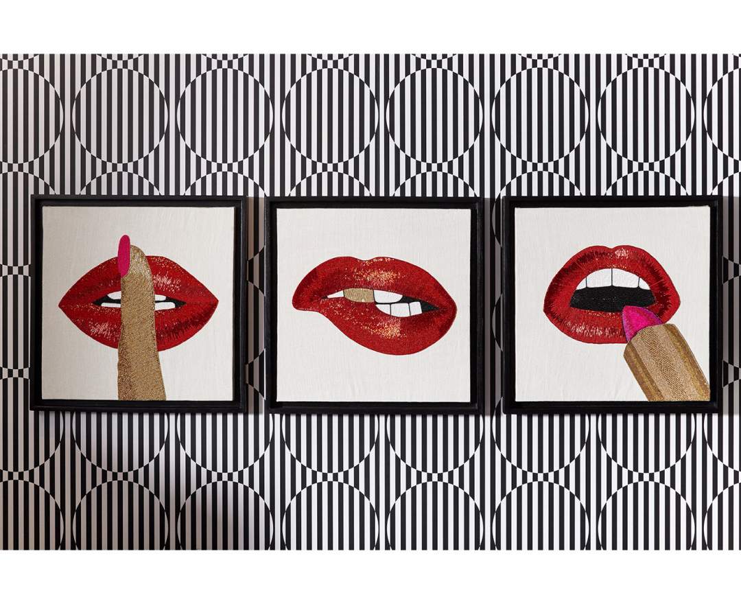 Jonathan Adler - Wandbild Lipstick Beaded Wall Art | 61x61 cm